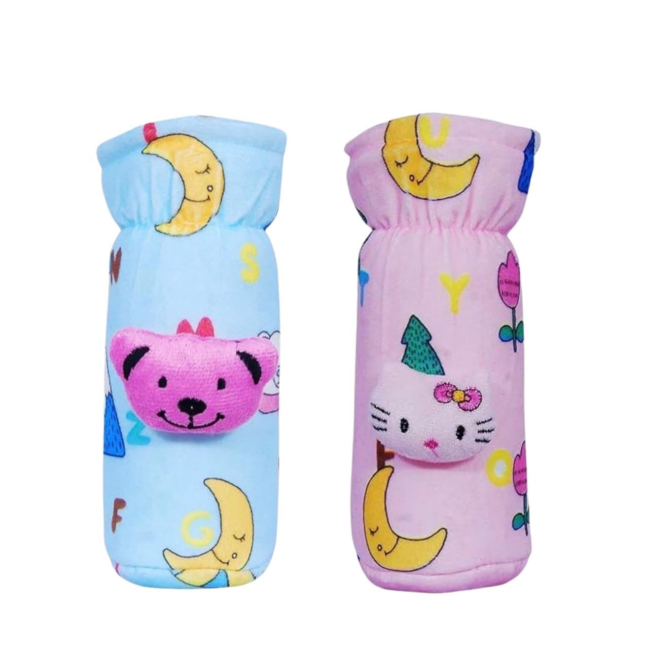 Kids Basic Soft & Durable Baby Feeding Bottle Cover with Easy to Hold Strap, Insulated Baby Milk Bottle Sleeve, Ideal for Travel & Daily Use, Sky Blue & Baby Pink, Pack of 2-image-43