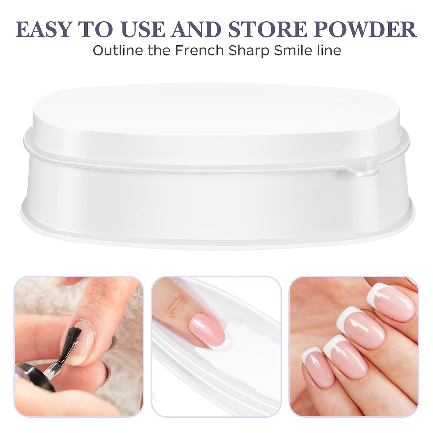 Beaupretty Nail Dip Powder Tray Set 3-Pack French Tip Dipping Boxes 4.21X1.57X1.22 Inch Manicure Storage Containers for Diy Nail Art and Powder