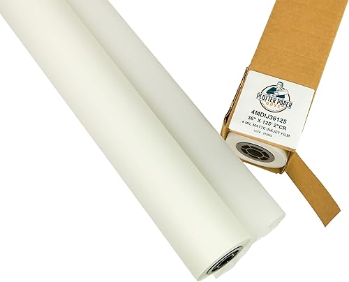 Miniatura 2 de 4mil doble mate de inyección de tinta Mylar, 36" x 125', núcleo de 2", 1 rollo por caja