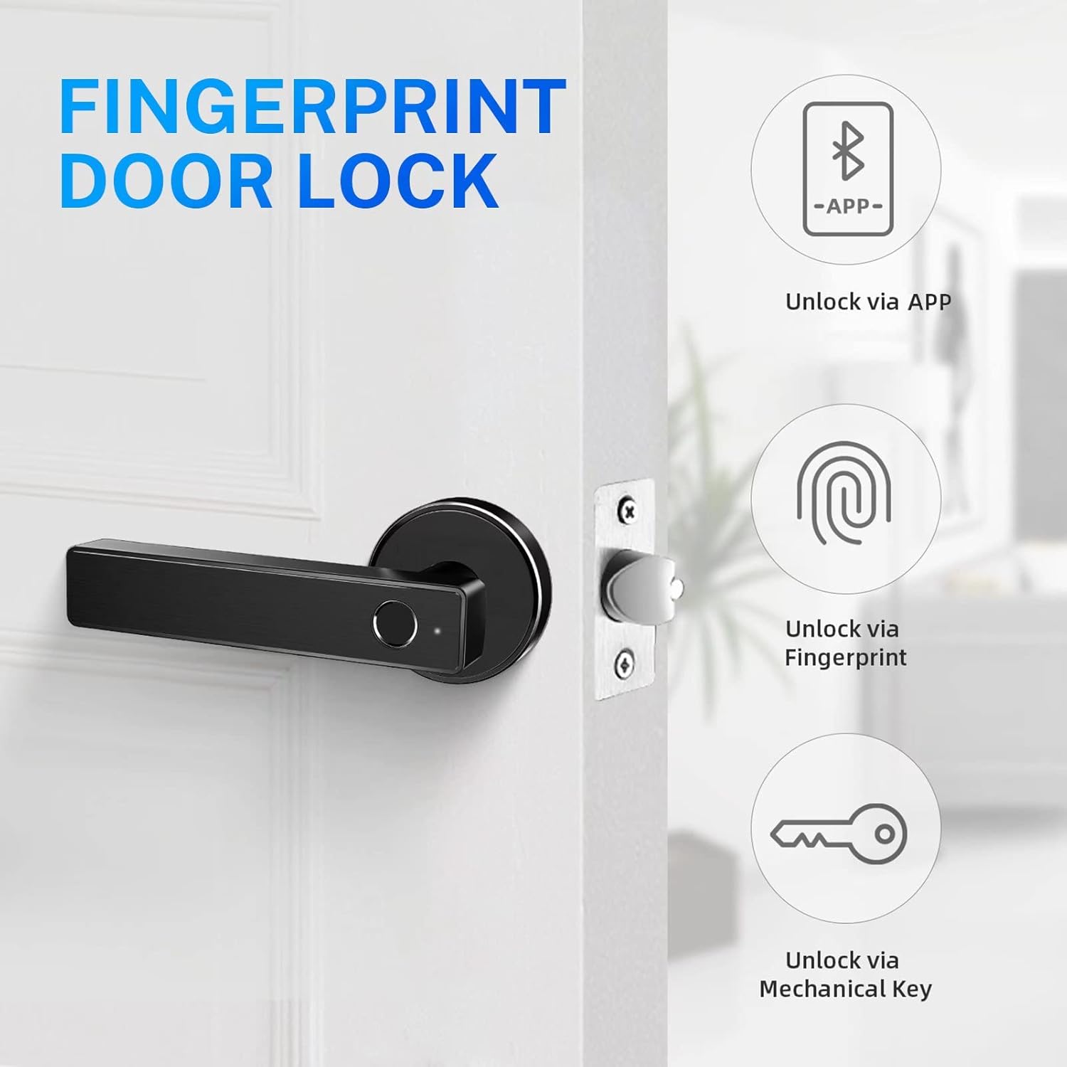 Tор Brаndѕ Keyless Entry Door Lock Smart Biometric Fingerprint Door Lock Safe Front Door Handle with Fingerprint Bluetooth App Key Unlock for Home Office Apartment Garage School Wooden Door by Nyboer (Black) Onе-Dау Sаlе: Uр tо 60% оƒƒ Keyless Entry Door Lock Smart Biometric Fingerprint Door Lock Safe Front Door Handle with Fingerprint Bluetooth App Key Unlock for Home Office Apartment Garage School Wooden Door by Nyboer (Black)