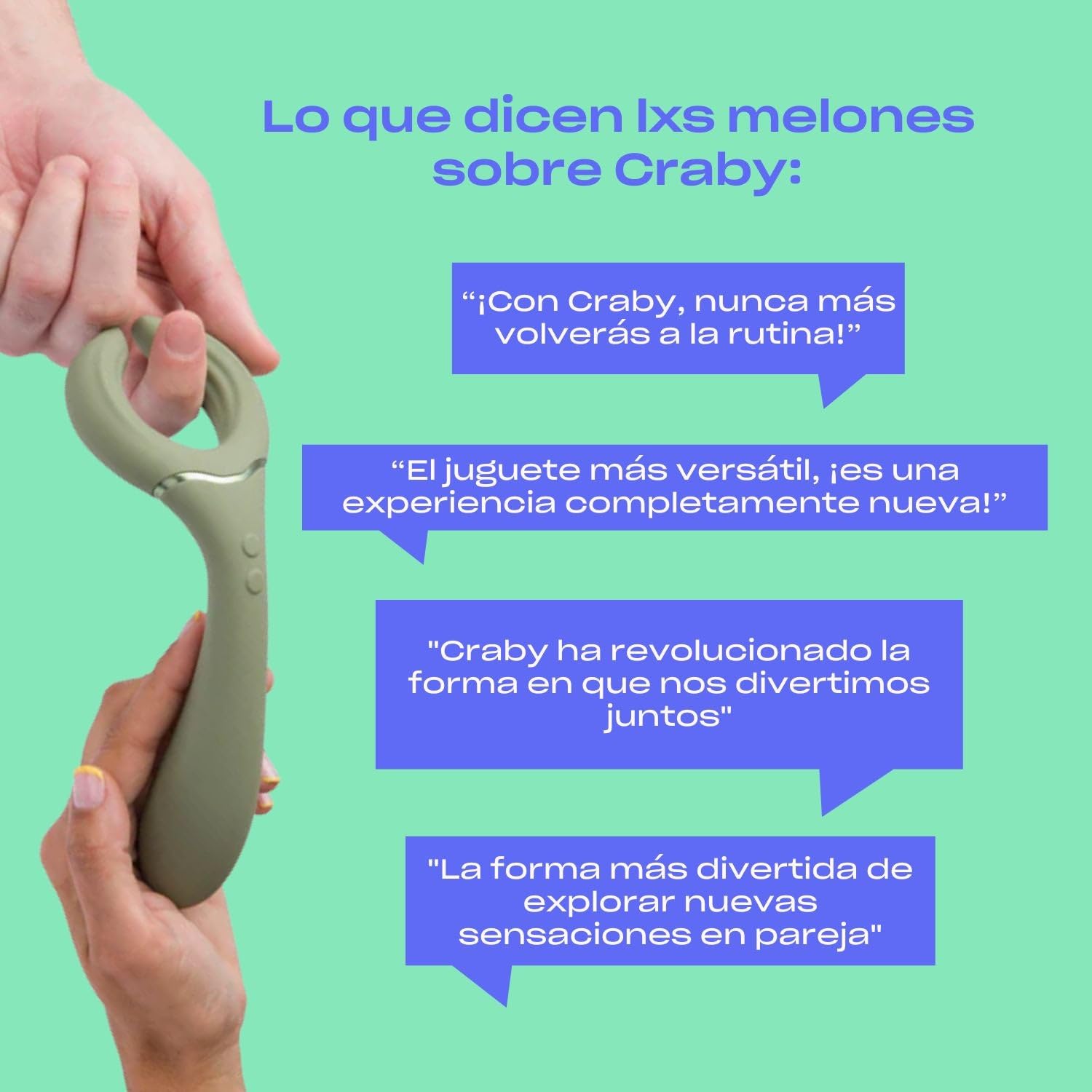 Platanomelón - Vibratore Giocattolo Erotico per Coppie, 32 Modi di Utilizzo, Inclusivo, Immersibile e Ricaricabile - Craby Verde
