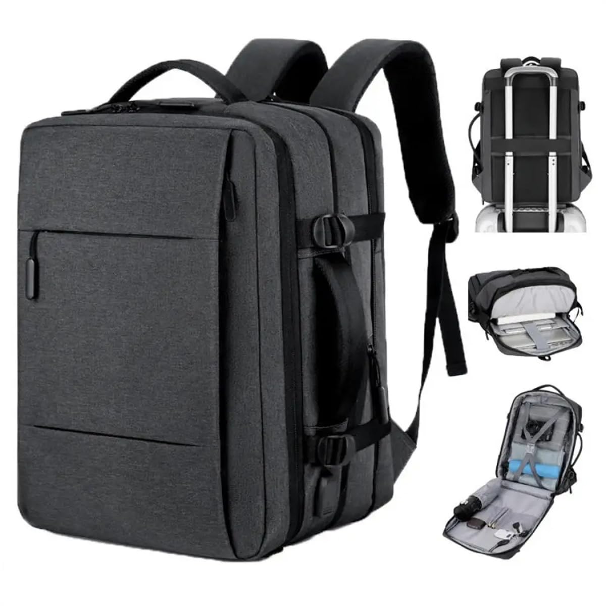 Plecak podróżny 36-55 l na PS5 Pro/PS5/PS5 Slim/PS Portal, duża pojemność, rozszerzalny plecak na laptopa, wodoodporna torba do przechowywania ze złączem USB do PS5 Slim/PS5 akcesoria