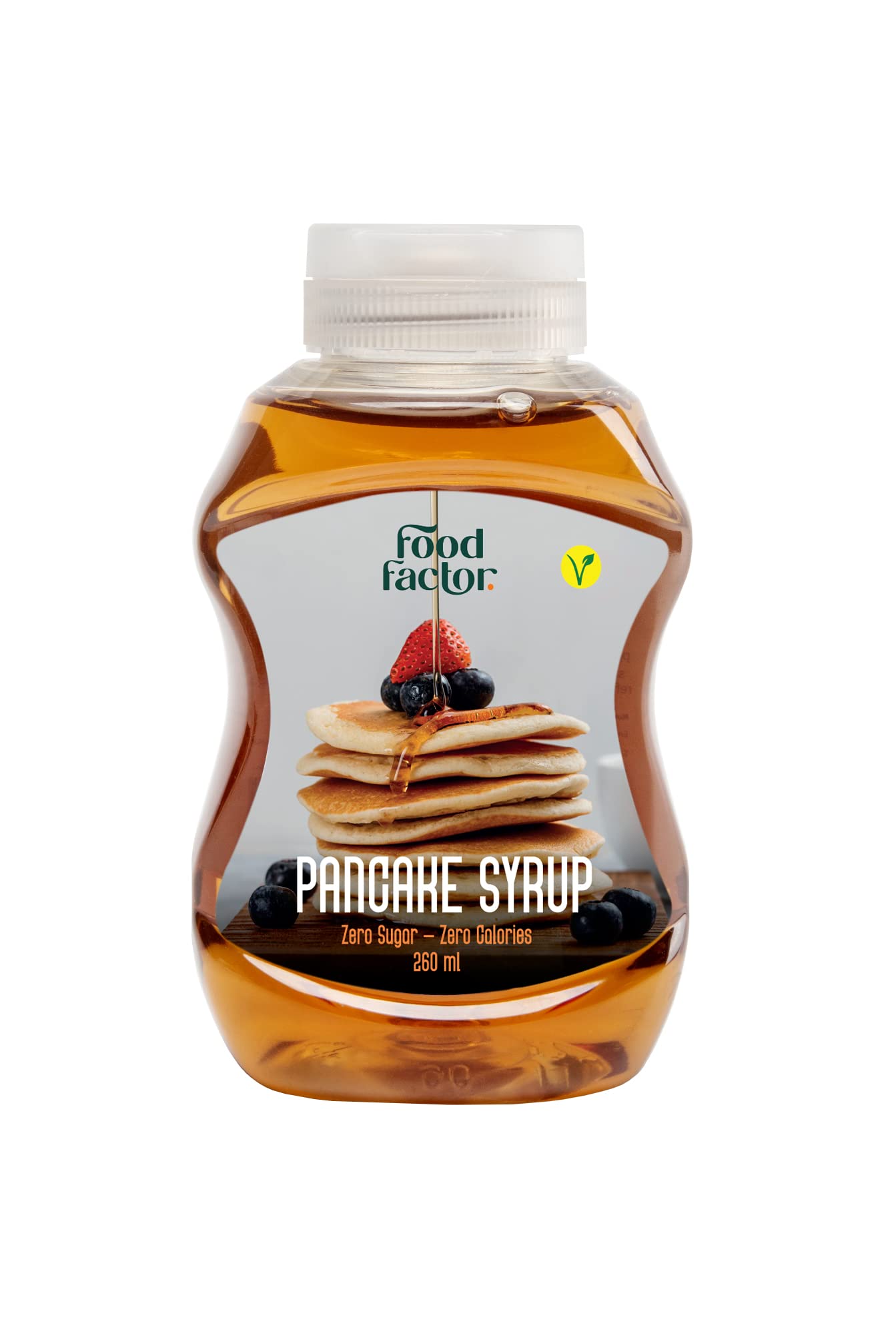 Food Factor Pancake Syrup | Made in Italy | Zero Sugar, Zero Calorie, Gluten Free, Suitable For Vegan, Keto Friendly, Use it with Pancake, Waffles, Muffins or Crepes 260 ml 2 pack