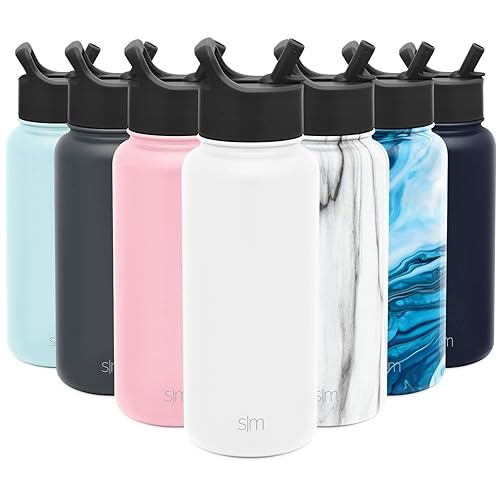 Water Bottle with Straw Lid Vacuum Insulated Stainless Steel Metal