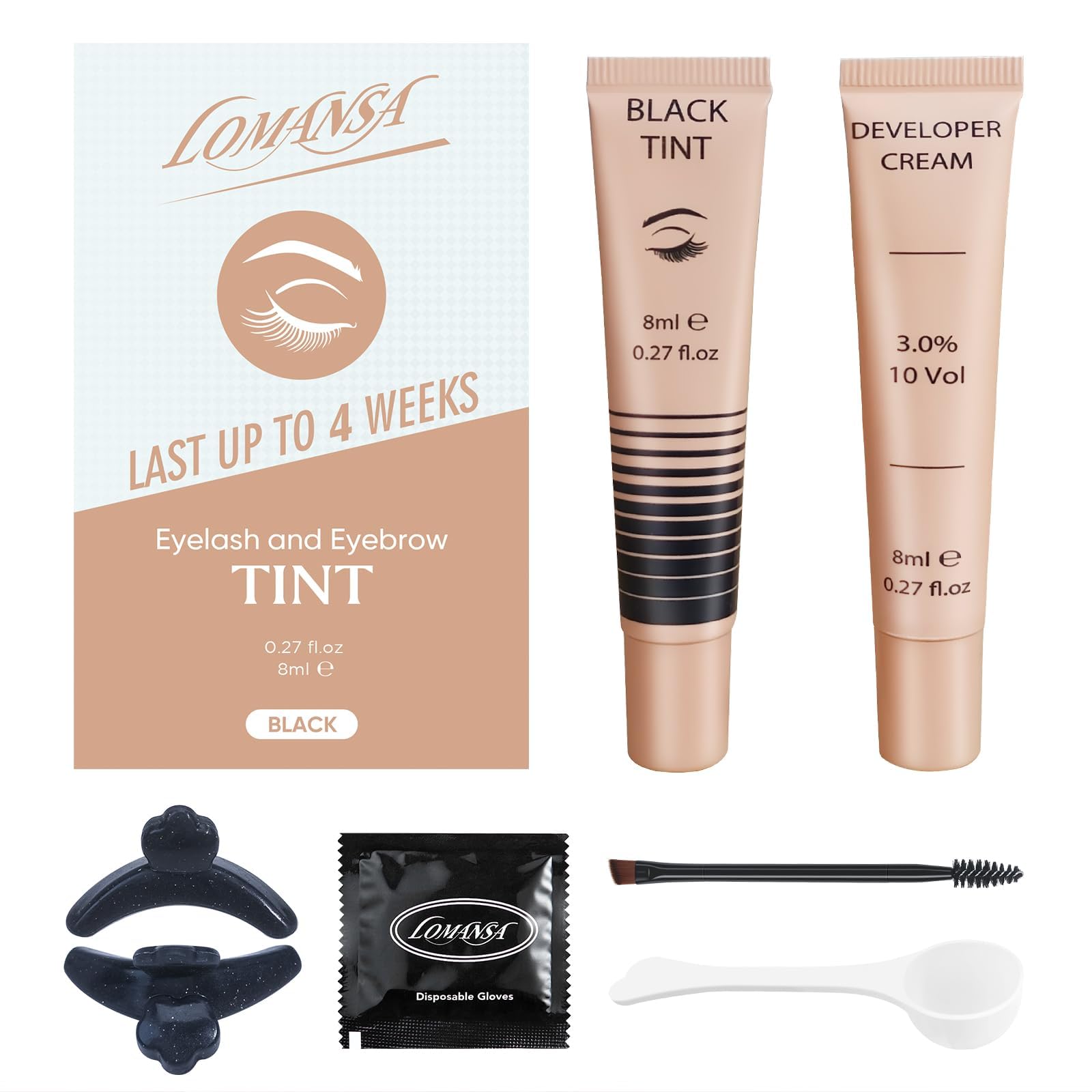 Lomansa Lash Color Kit Black Instant Eyelash Color Kit Voluminous Keratin Kit for Natural Effects 4 Weeks Lasting Salon-Quality Results