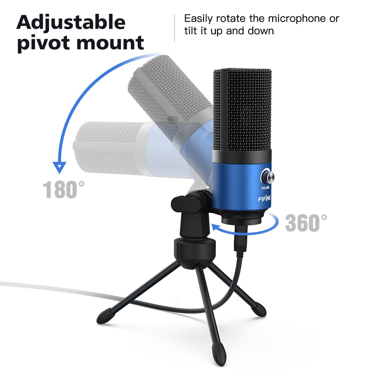 FIFINE K669L Microphone d'ordinateur USB pour Enregistrement vidéo Youtube Voix sur Voix sur Mac et PC, Microphone à condensateur avec contrôle de Gain pour Home Studio, Plug & Play