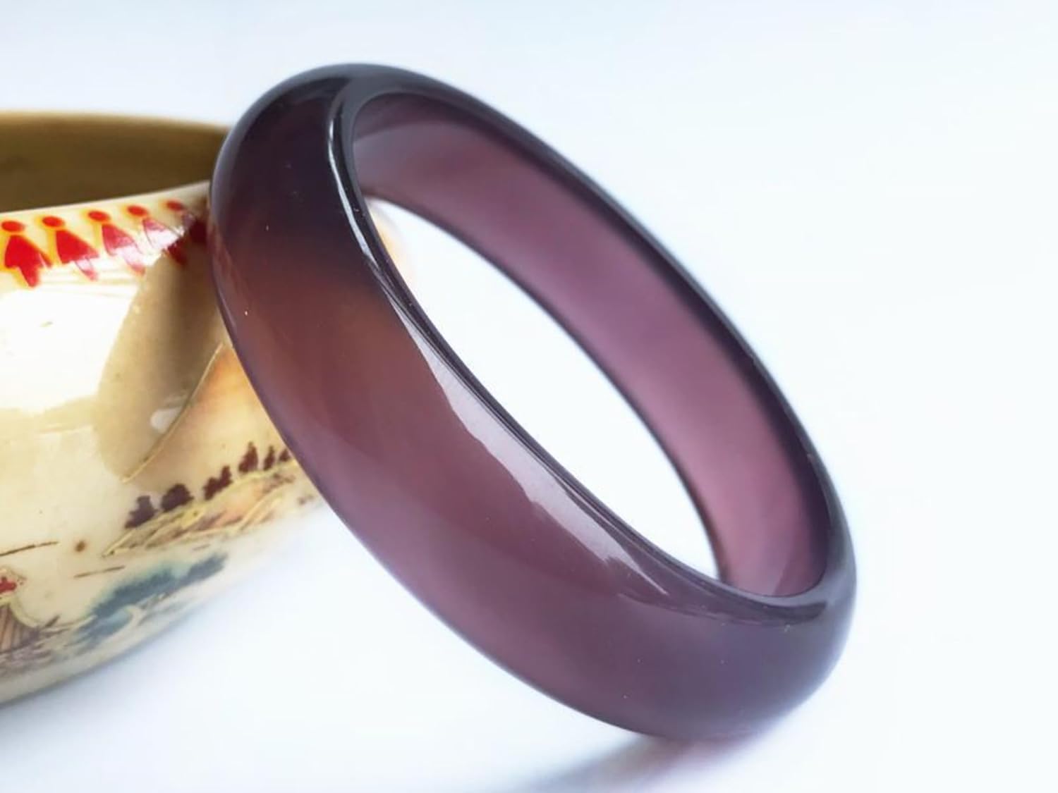 Gemstone Bangle for Women, Purple Jadeite Bracelet,Thoughtful Gift for Daughter on Graduation