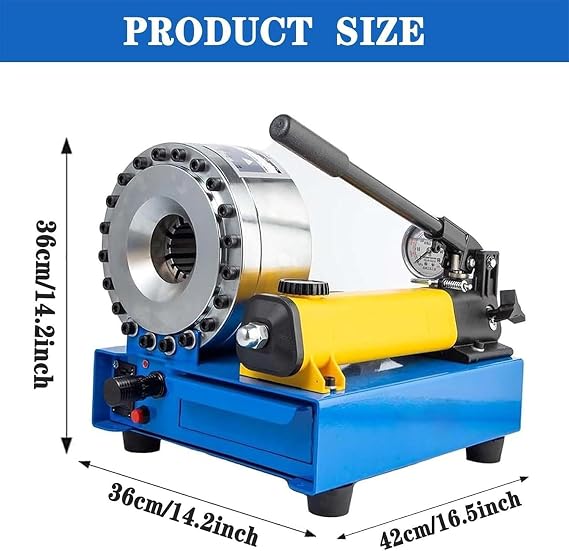 Hose Crimper Machine Hydraulic Hose Tube Crimping Machine Handheld Hydraulic Hose Crimping Tool Portable Horse Press Crimper Mini Hose Press Machine with 7 Sets of Dies