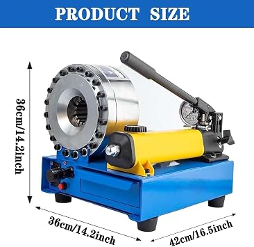 Hose Crimper Machine Hydraulic Hose Tube Crimping Machine Handheld Hydraulic Hose Crimping Tool Portable Horse Press Crimper Mini Hose Press Machine with 7 Sets of Dies