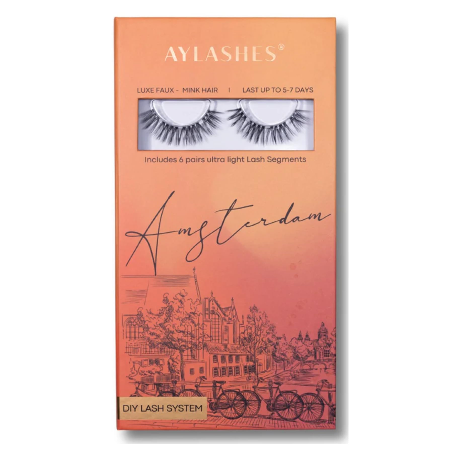 AYLASHES - DIY Wimpernextensions AMSTERDAM Wimpernbänder | bis zu 7 Tage Halt | Wimpern DIY Set für zu Hause | künstliche Wimpern | lash extension set | 13mm - 16mm