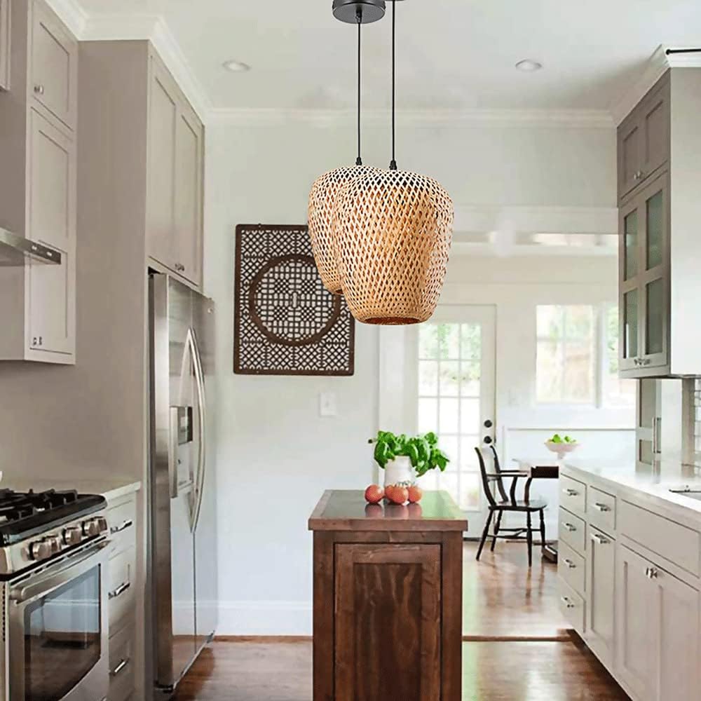 Suspension Japonaise Tissée En Bambou, Lustre D'Éclairage De Salle À Manger, Luminaires Suspendus Décoratifs De Ferme Vintage, Luminaires E27, Lampes À Suspension Industrielles D'Asie Du Sud-E