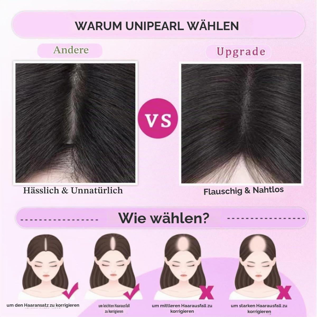 Haar Toppers für Frauen Echthaar Natürliche Schwarze Clip in Haarteile Echthaar für Dünnes Haar Oberkopf Flauschiger Hair Topper Ohne Pony