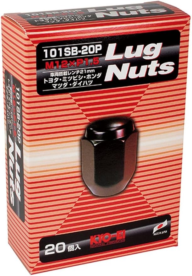 KYO-EI(協永産業) 自動車用ホイールナット(袋ナット) 【ネジ径】M12 【ピッチ】P1.5 【二面幅】 21HEX 【入数】20 【色】ブラック 101SB-20P