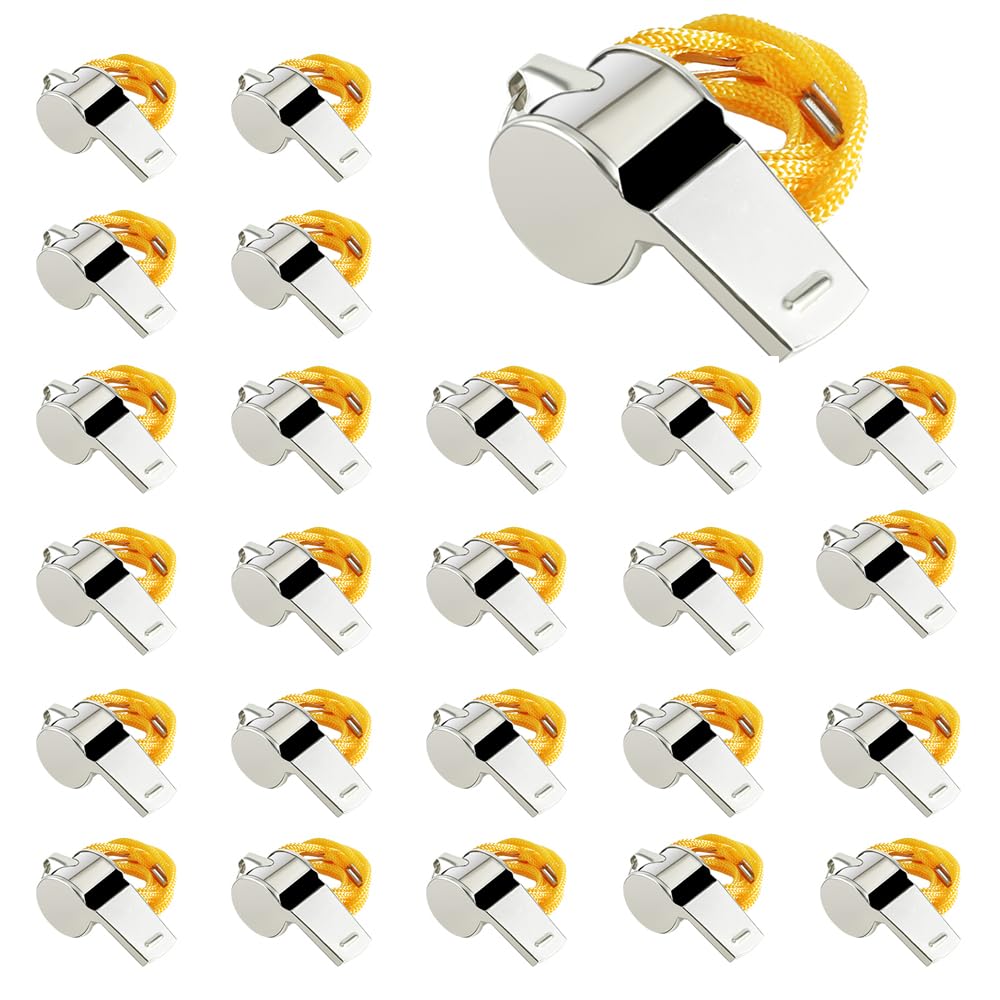 Coach Whistle,25 Pack Football Referee Whistle with Lanyard for Emergency Sports Training Referee