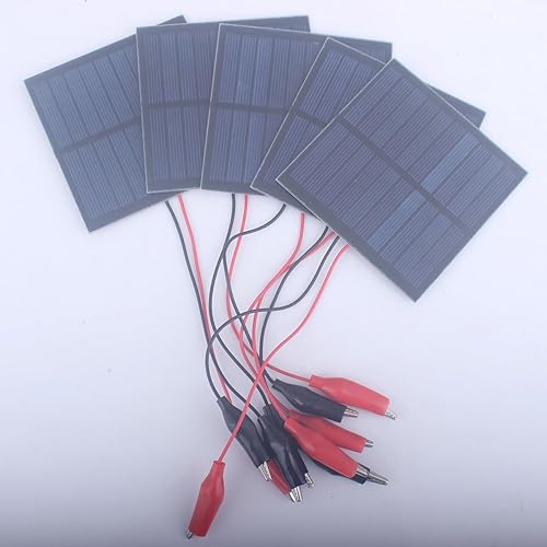 Miniatura 6 de 5 paneles solares pequeños, 1 W, 5 V, 200 mA, mini panel solar fotovoltaico de células solares con clip de alambre de 3.524 in x 3.524 in para