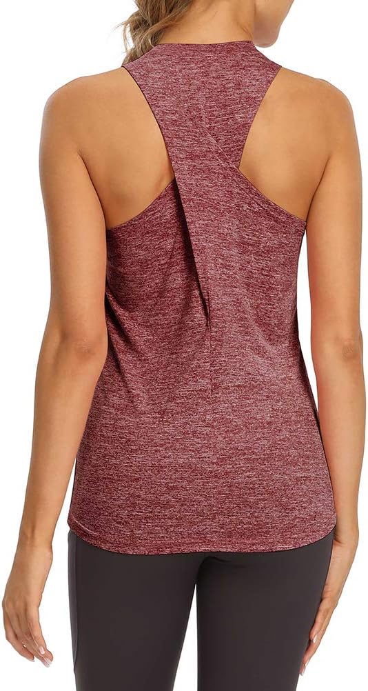 Workout Tops for Women Fitted Racerback Athletic Yoga Gym Shirts Active Wear