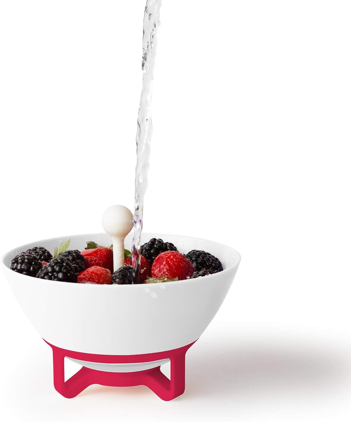 Chef'n 102-745-005 Bramble Rinse And Carry Berry Basket, One Size, Backing White/Cherry