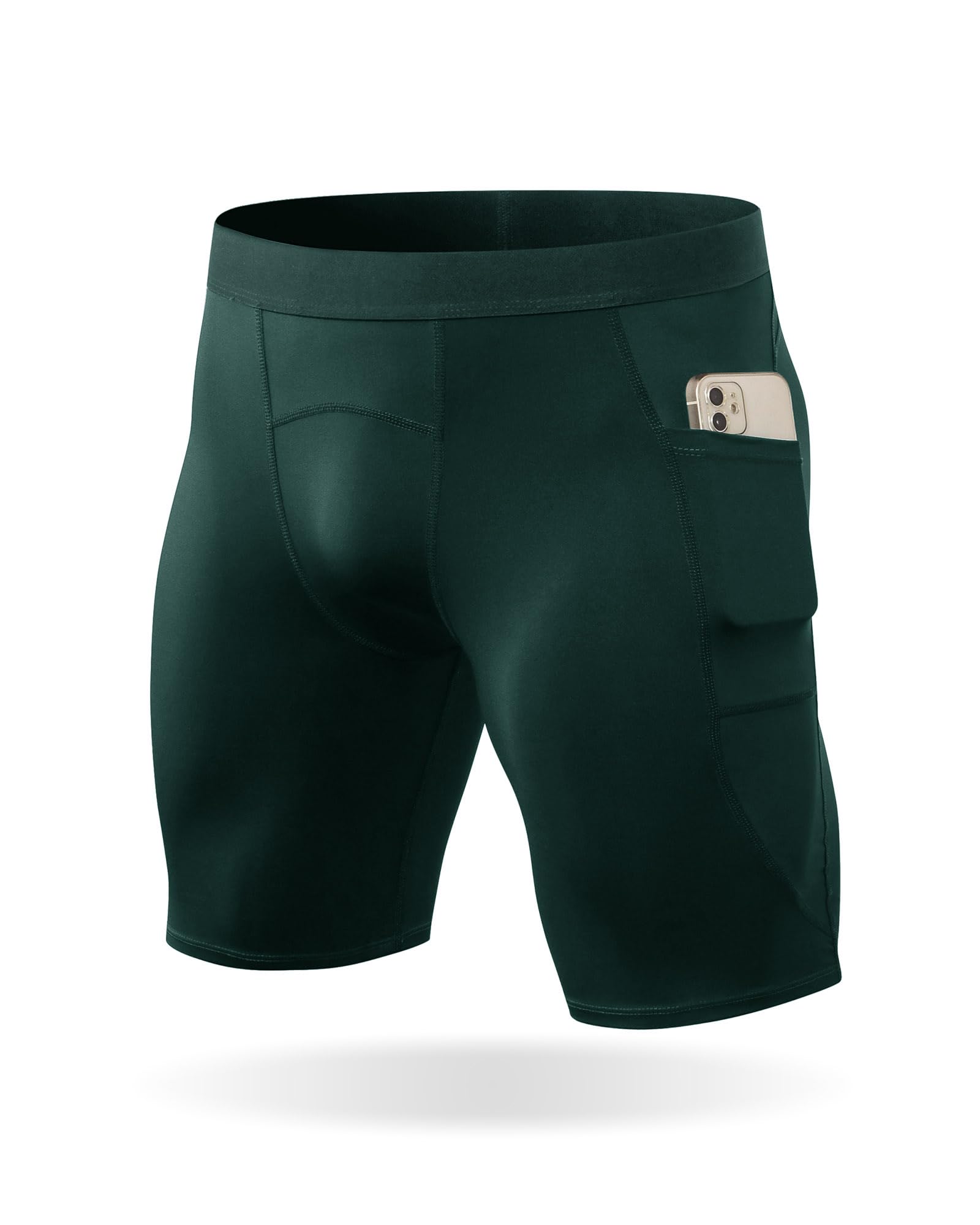 Mens Compression Shorts Running Spandex Underwear with Pockets Workout Gym Athletic Sports Tight Shorts for Men