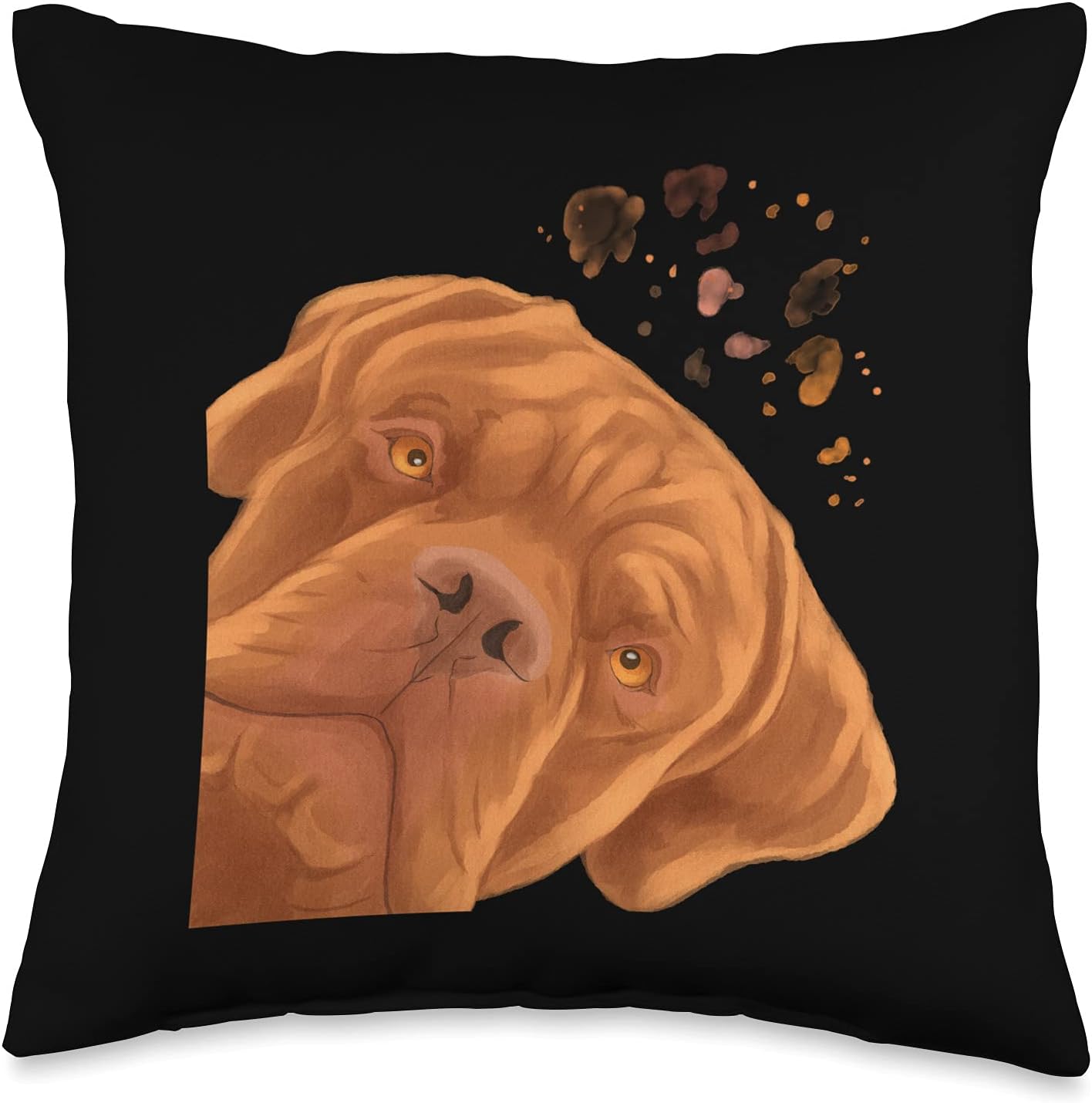 Funny Curious French Mastiff Dog Dogues de Bordeaux Throw Pillow, 16x16, Multicolor