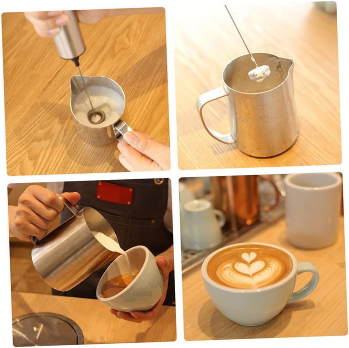 Espresso Maker Accessory Handheld Electric Milk Frother Spring Wires Food Safe Stainless Steel Easy to Clean No Battery