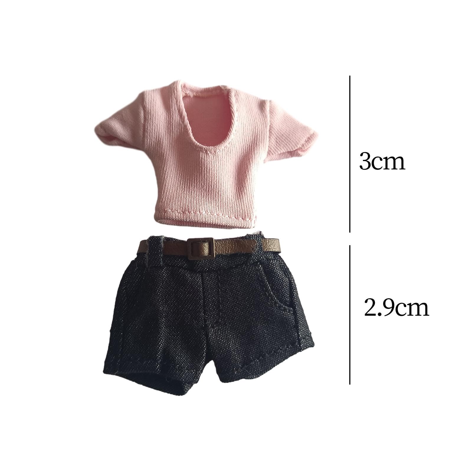 3 Stück Puppenkleidung für 1/12 Weibliche Actionfigur Enthält T Shirt Shorts Gürtel Modisches Outfit Aus Stoff für Kinder Erwachsene Bastelideen Samml, Stil b