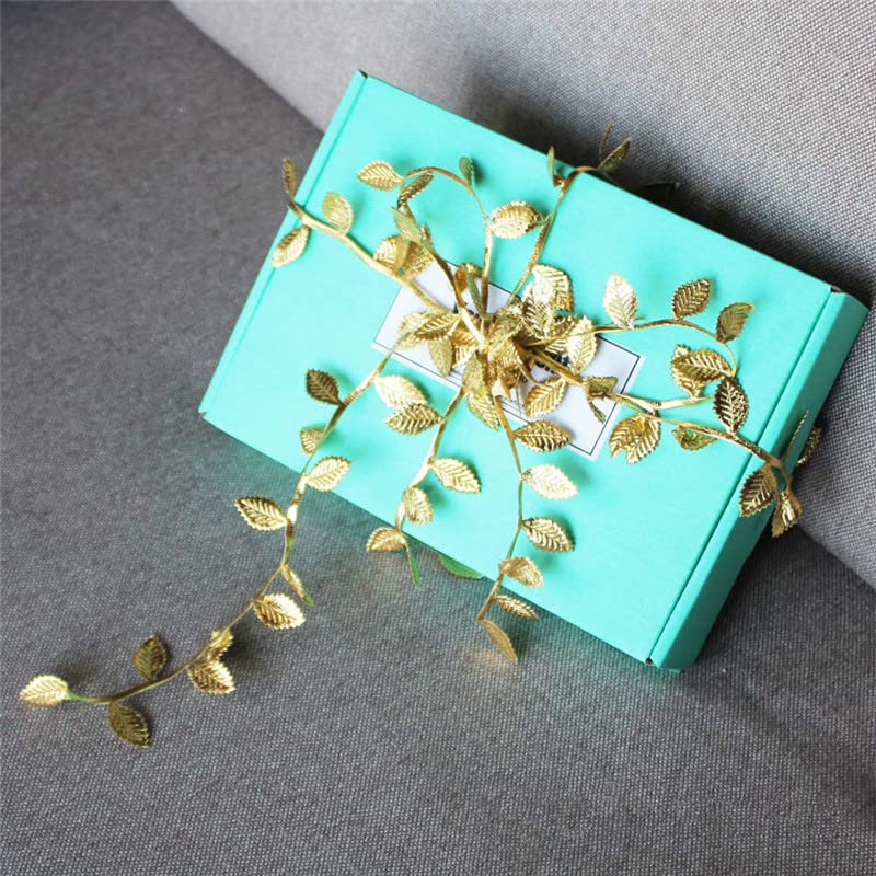 Nastro Decorativo Con Foglie Dorate, 9,4 Metri, Larghezza 4cm - Spago In Poliestere Per Confezioni Regalo, Decorazioni Matrimonio, Fai Da Te