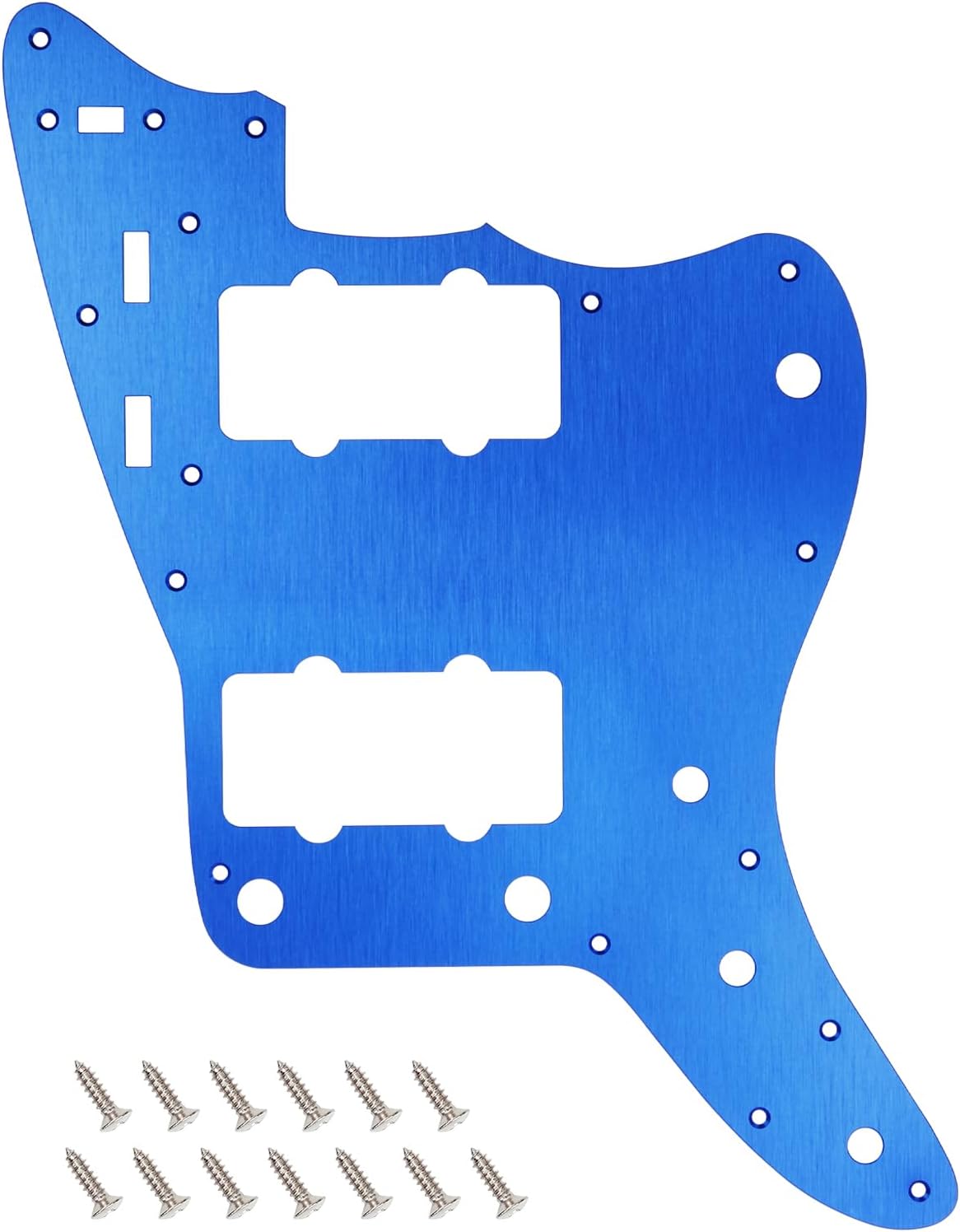 Banworks CNC Processed Aluminum Vintage 60s JM Pickguard Aluminium 1 Ply 13-Hole Straight Edge Guitar Pickguard Scratch Plate for Fender Ultra Jazzmaster JM Guitars JT/HB-14 Blue