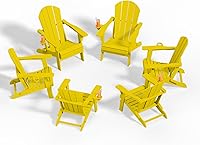 Vista 49 de Sillas plegables Adirondack con portavasos, juego de 4 sillas de plástico HDPE para exteriores, resistentes a la intemperie, aspecto de madera real