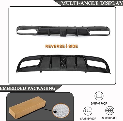Miniatura 7 de WASHLA Difusor trasero de fibra de carbono para Mercedes Benz Clase C W205 C300 Sport 2015-2020 C43 C63 AMG sedán trasero parachoques inferior