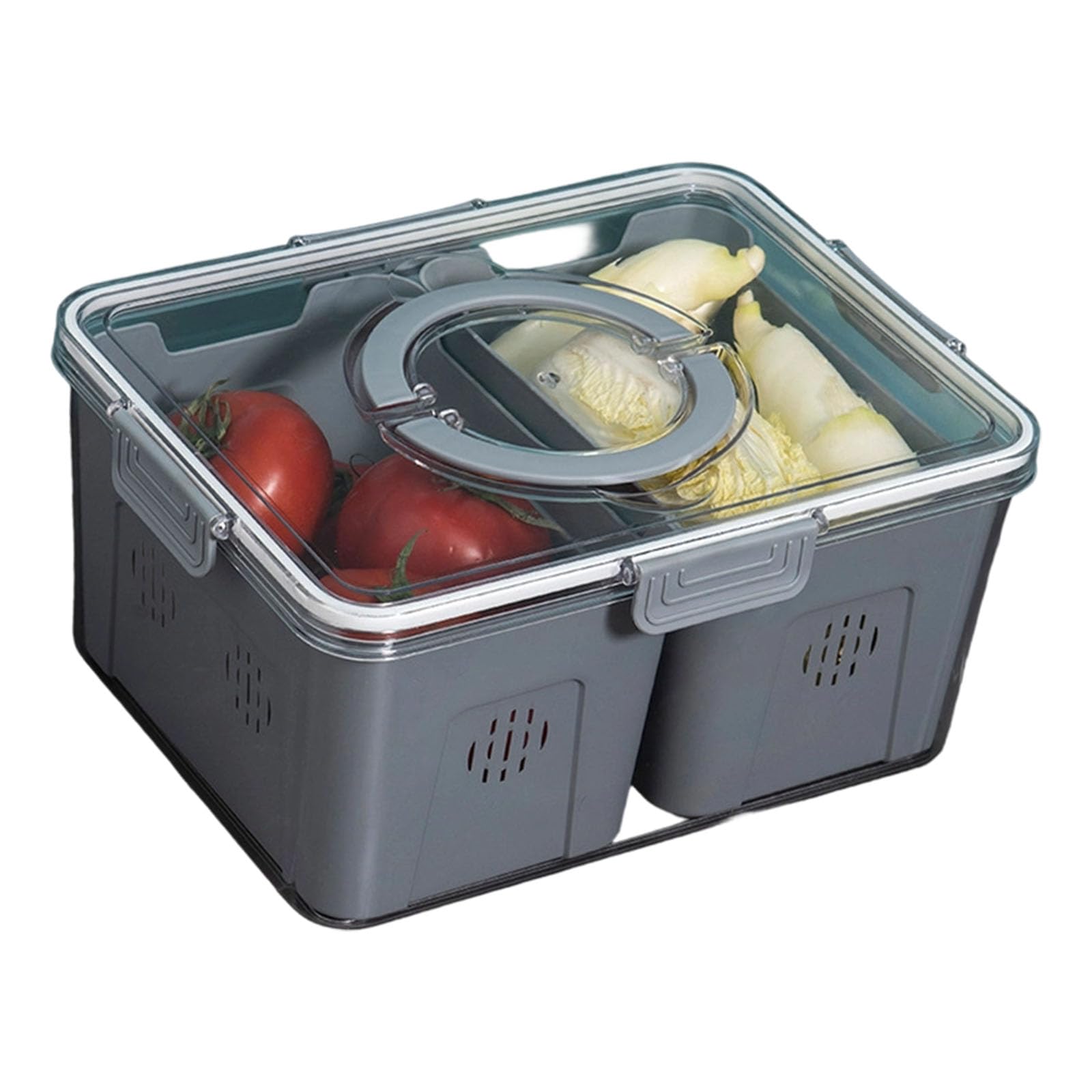 Hsioluted Multiple Compartment Clear Kitchen Storage Box Featuring Removable Dividers for Easy Cleaning and Organization Dustproof Storage