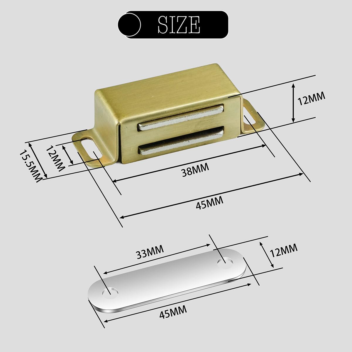 Selyse Magnetic Catch Door Magnets for Cabinet Doors Strong 8 kg Magnetic Clasps, Stainless Steel Drawers - Image 2