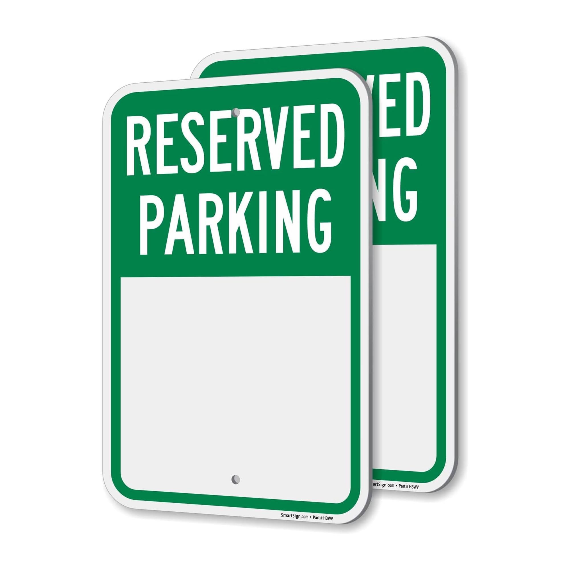 SmartSign Blank Reserved Parking Sign - 2 Pack Write-On Sign, 18 x 12 inch, 2mm Thick Aluminum Composite, Green and White, Made in USA