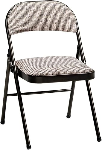 Miniatura 3 de Meco Juego de 4 sillas plegables acolchadas de tela de lujo, marco de cinabrio con asiento y respaldo de tela motivada, ideal para eventos en