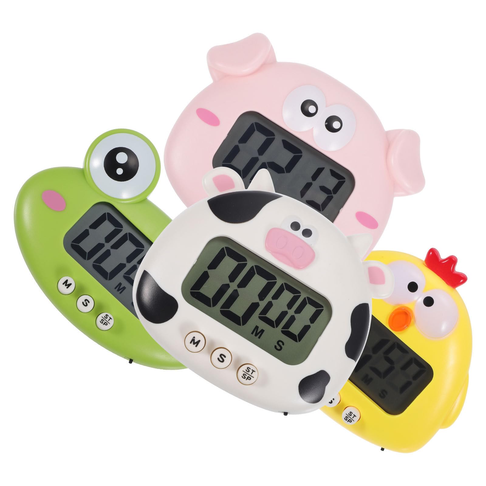 Garneck 4pezzi Timer Digitale da Cucina Magnetico con Design Cartoni Animati Simpatici Timer Visivo Portatile per Cucina Laboratorio e Fitness Allarme Sonoro e Pratico