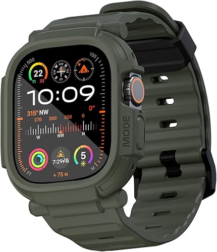 elkson Quattro Pro Series - Funda resistente para Apple Watch Ultra 2 1 Band de 1.732 pulgadas, protector de pantalla de vidrio templado, resistente
