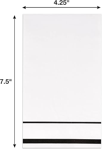 Miniatura 3 de Gift Boutique Paquete de 100 servilletas desechables de papel desechables con borde negro, elegante servilleta de mano para baño, boda, vacaciones,