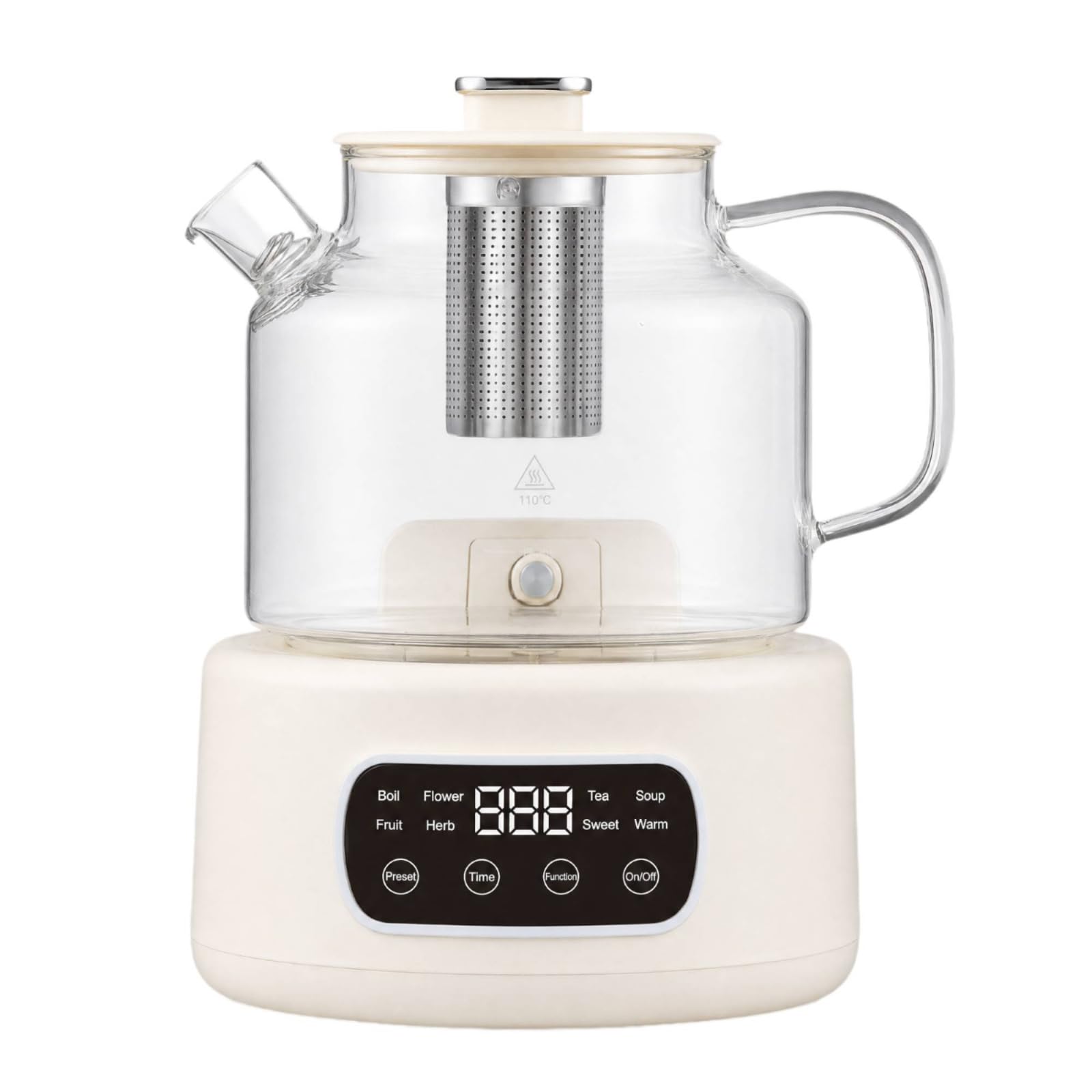 Yajuyi ra Eléctrica Vidrio Versátil Hervidor Té con Filtro Malla Ergonómica Hervidor Agua con Pantalla Digital para Cocina