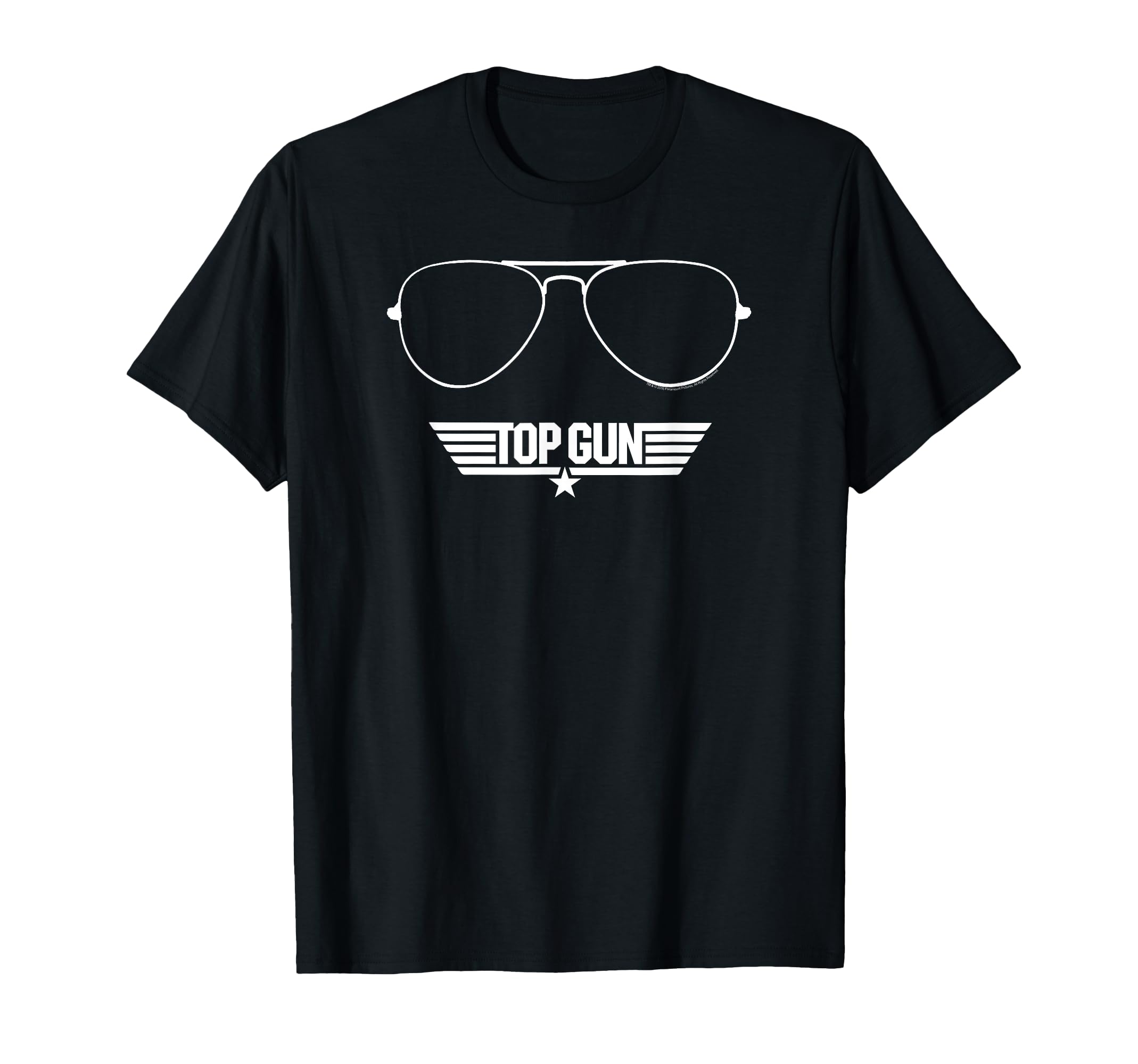 Top Gun White Sunglasses & Logo in White Action Movie T-Shirt