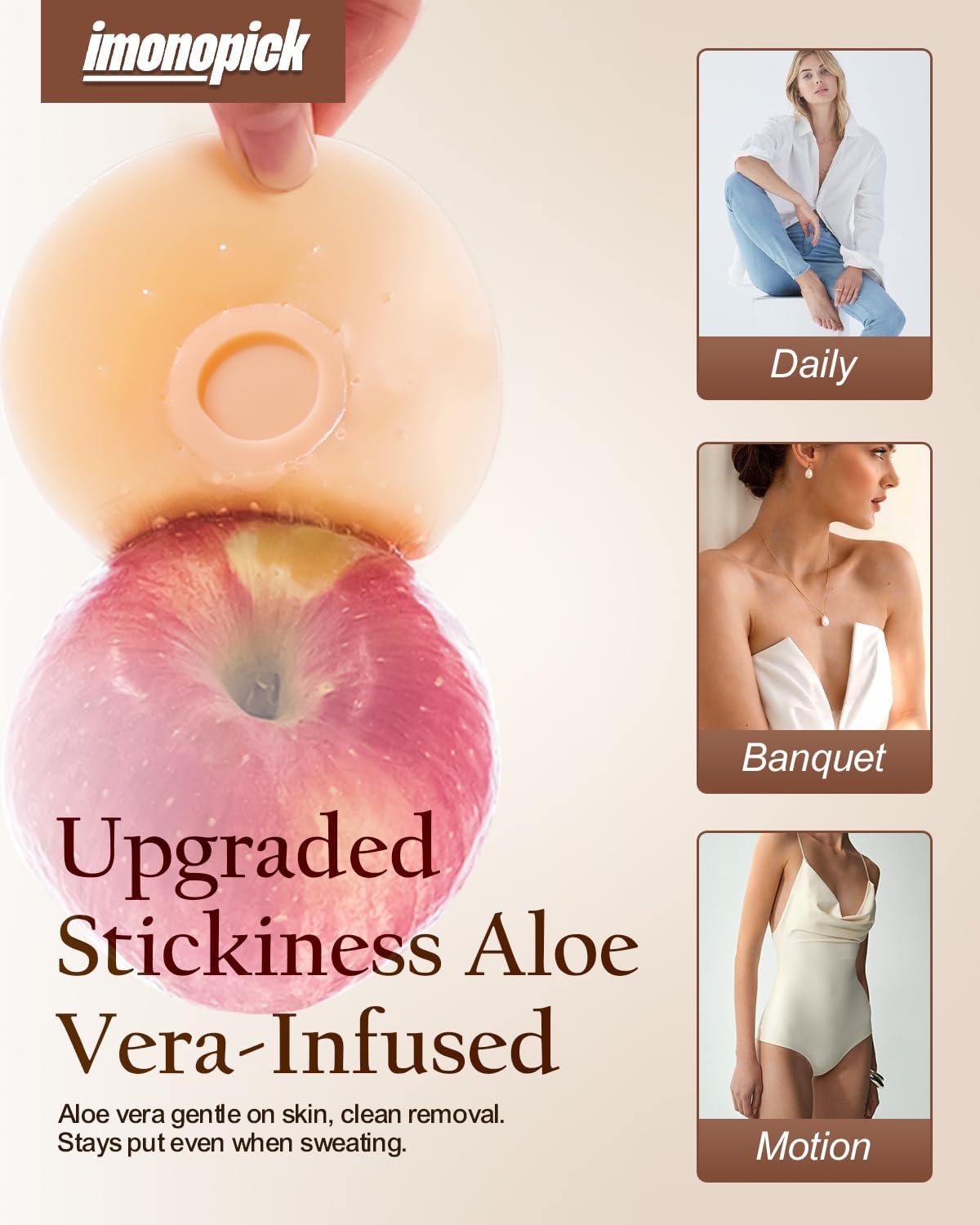 Nipple Covers For Women, 2 Pairs Sticky Bra, Reusable Pasties Nipple Covers Waterproof with Travel Box - Image 2