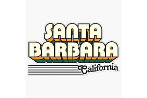 Santa Barbara Classic Retro Stripes Window Bumper Sticker Decal
