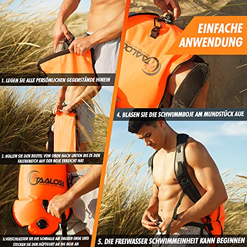 TAALOGA® 2-in-1 Swimming Buoy and Waterproof Backpack Dry Bag Open Water Swim Ideal for Open Water Swimming SUP Sailing Canoe Triathlon Training - Image 4