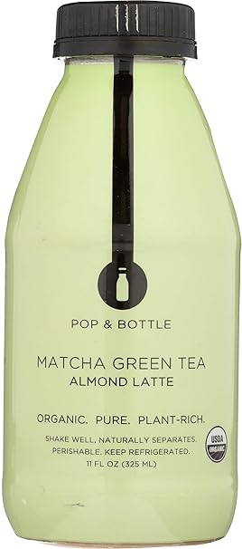 Pop And Bottle, Lattee Almond Milk Matcha Green Tea Organic, 11 Fl Oz