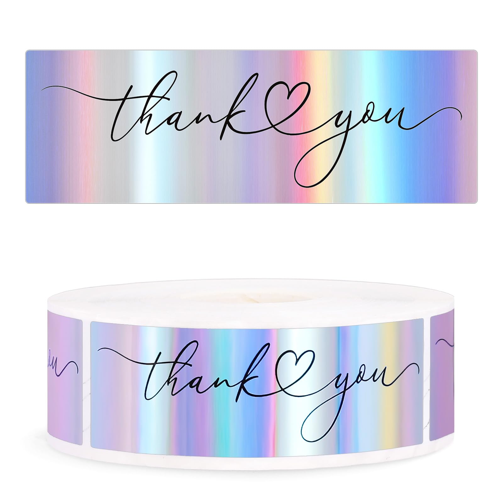 Autocollants de remerciement holographiques 2,5x7,6 cm pour enveloppes, mariage et anniversaire