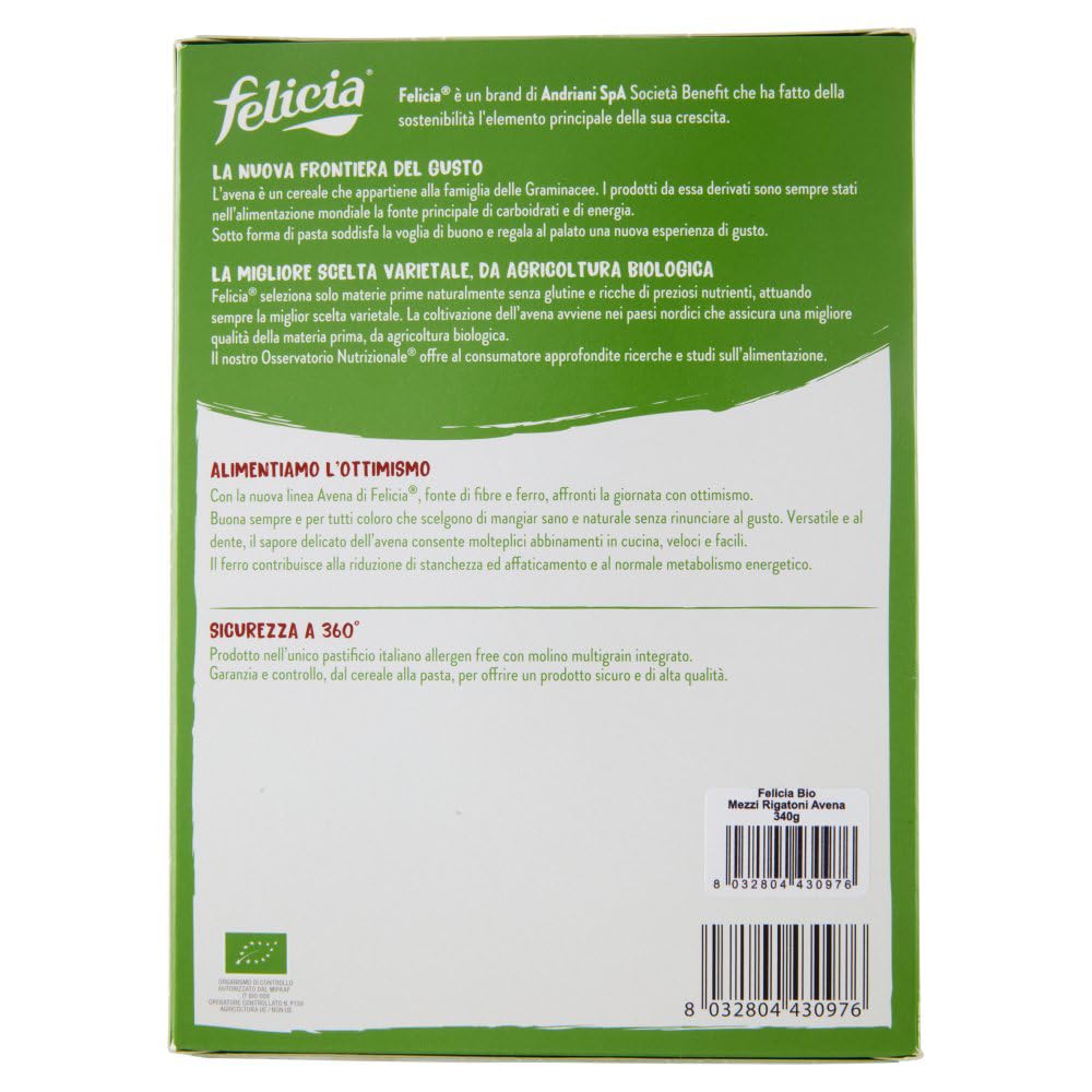 Italian Gourmet Mezzi Rigatoni Avena pasta bio 12 x 340g glutenfrei Hafer | Con farina integrale di cereali; ohne Weizen, gute Bissfestigkeit, ideale, Gesamtnettogewicht 4,08 kg + Kostenlos Polpa 400g