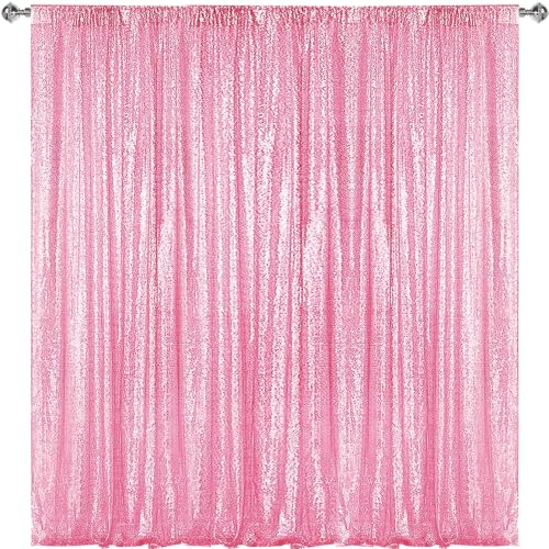 Sugargirl Matte Pink Sequin Backdrop Curtain 7FTx7FT Glitter Matte Pink Background Drapes Sparkle Photography Backdrop for Party Wedding Birthday Wall Decoration(1 Panel)