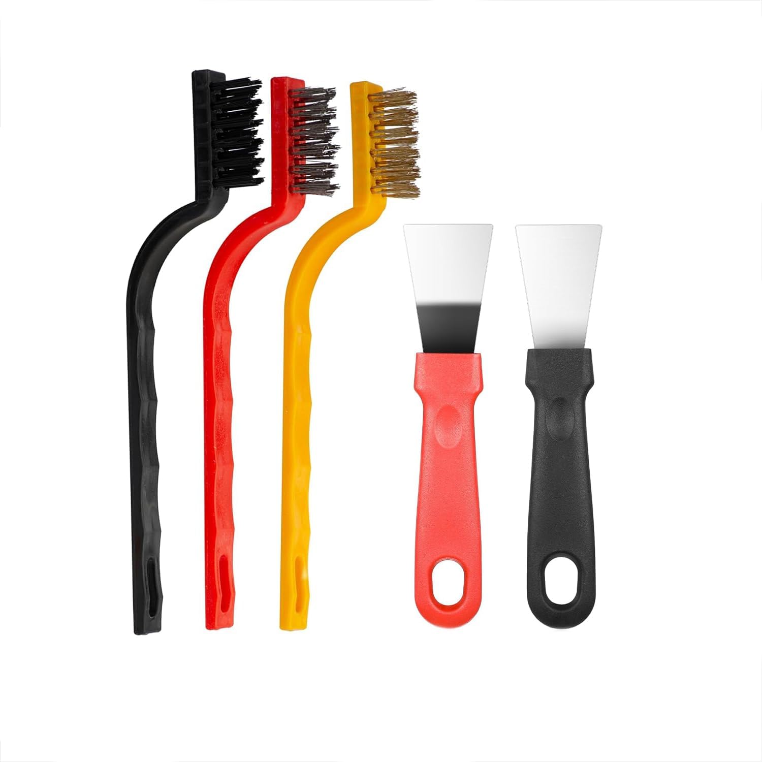 Wire Brush and Scraper Set, Stainless Steel/Brass/Nylon Cleaning Brushes,Scratch Brush and Scraper for Cleaning Rust (5 pcs Set)-image-33