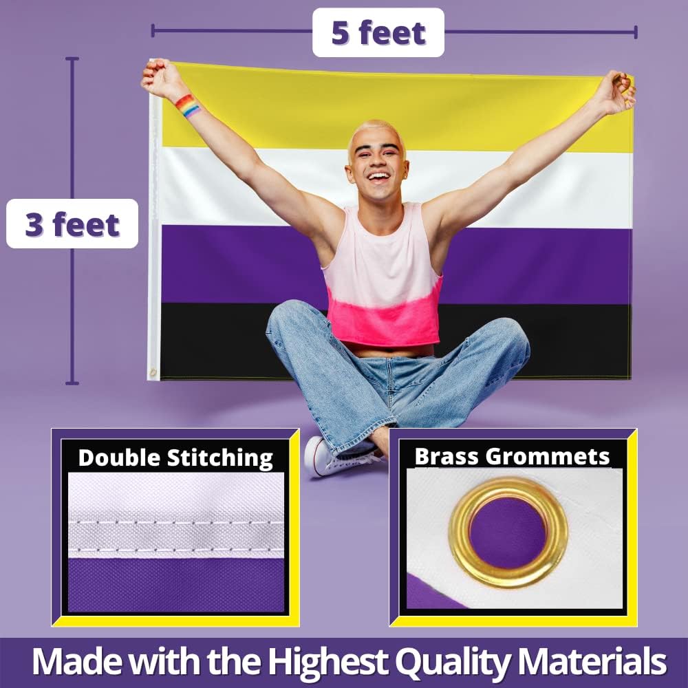 Afiche Del Mes Del Orgullo Con Persona No Binaria Y Arco Iris De La Bandera De Lgbt Ilustración