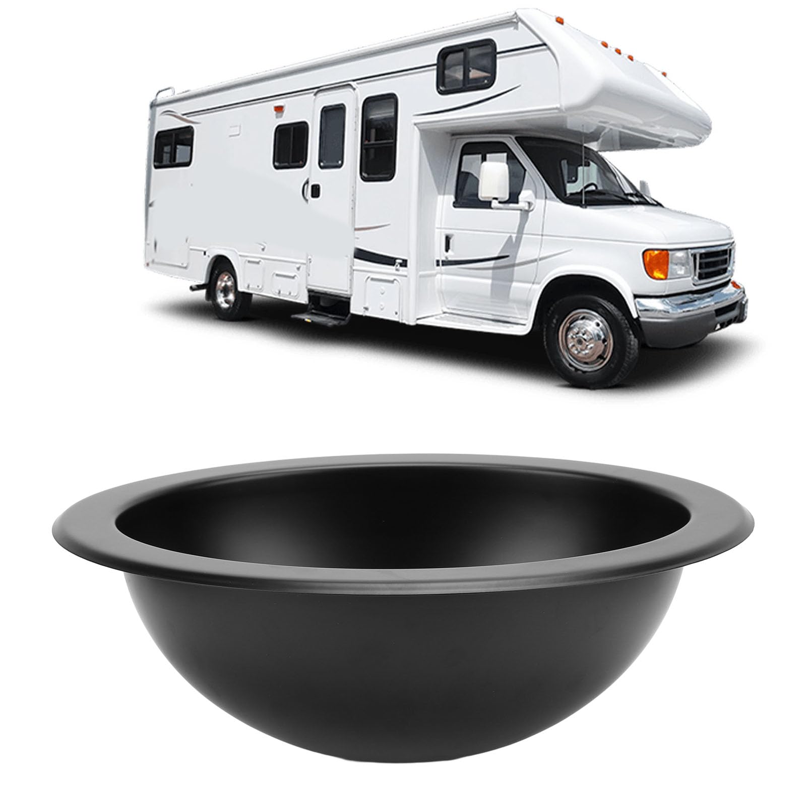 Fregadero de Cocina para RV, Fregadero Ovalado Redondo de Acero Inoxidable para RV, Lavabo para Baño con Salida de 40Mm, Fregadero de un Solo Recipiente, para RV Barco Autocaravana