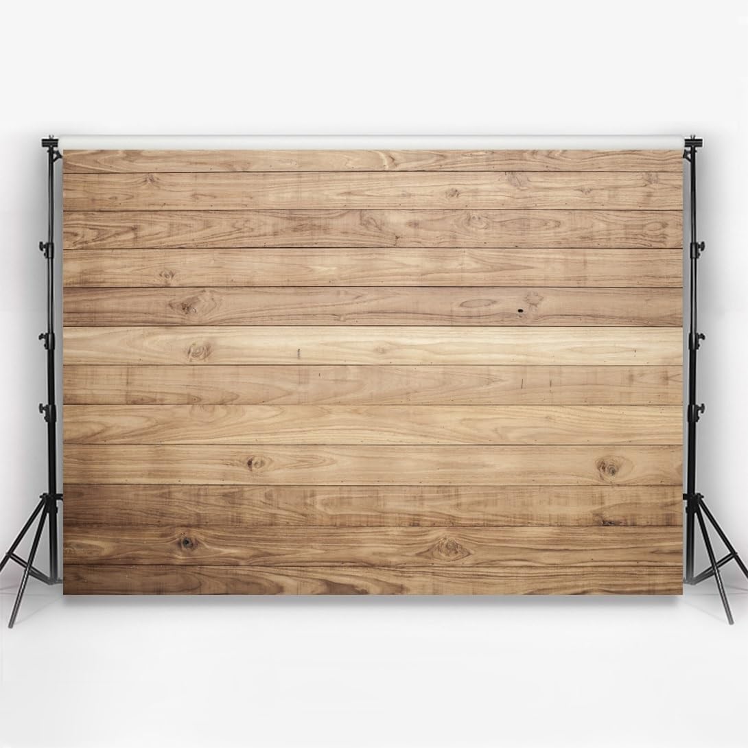 Aoihrraan 3x2m Fond Scène en Bois Sol en Bois Mur Fond Photographique Vintage Marron Rustique Fond Photographique Nouveau Né Baby Shower Enfants Mariage Anniversaire Prise Vidéo Gâteau Table Photo