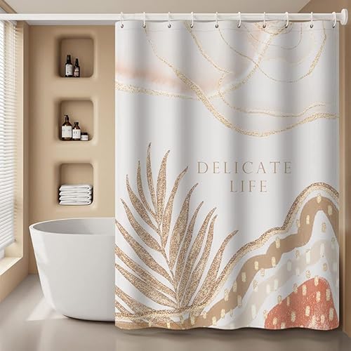 TSMMB Duschvorhang Mit Motiv Marmor180X180 Schimmelresistent Waschbar,Antischimmel Wasserdicht Polyester,Duschrollo Für Badewanne Badezimmer,Beschwerter Saum,D25